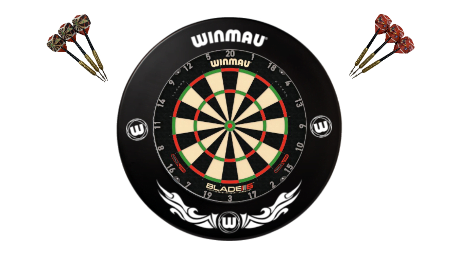Winmau 6 Triple Core Blade + Extreme Black Dart Board Surround + Darts
