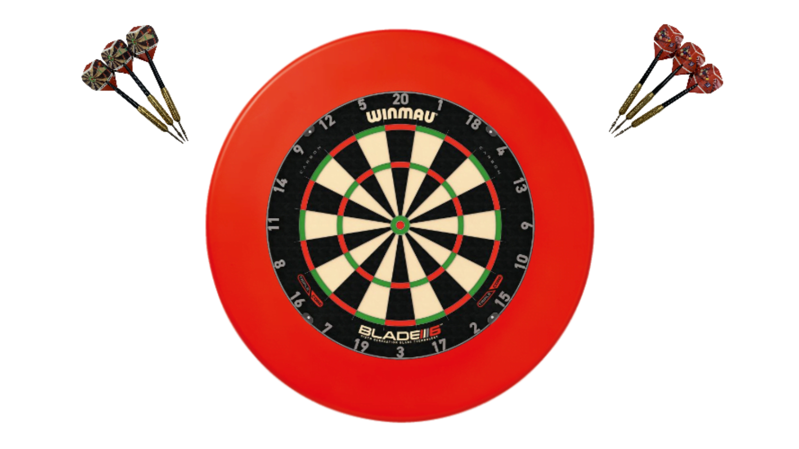 Winmau 6 Triple Core Blade + Red Dart Board Surround + Darts