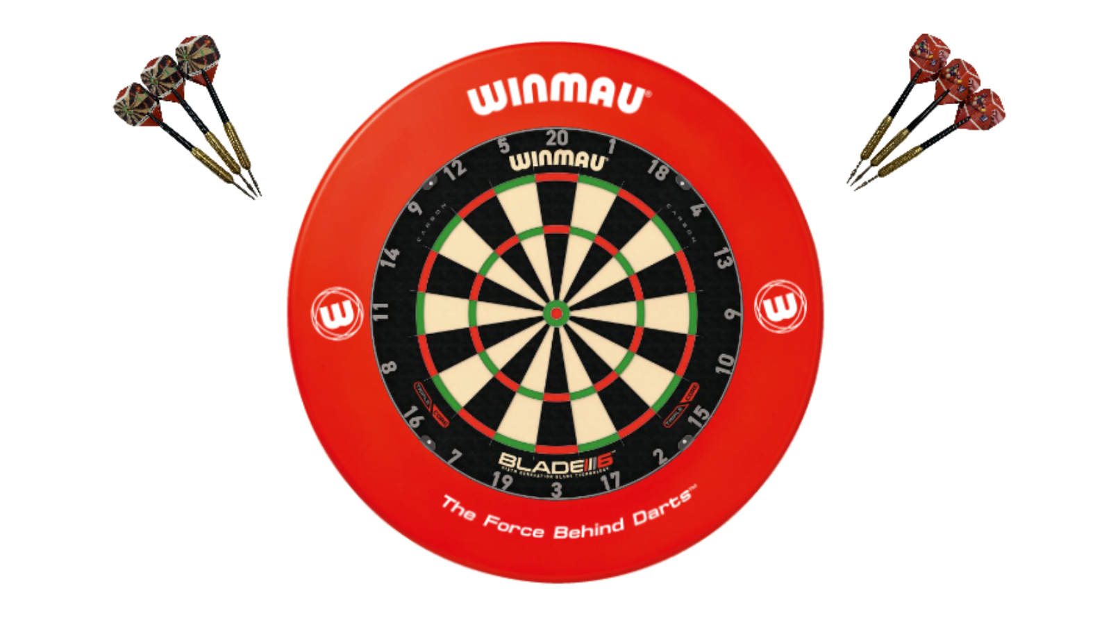Winmau 6 Triple Core Blade + Red Printed Dart Board Surround + Darts
