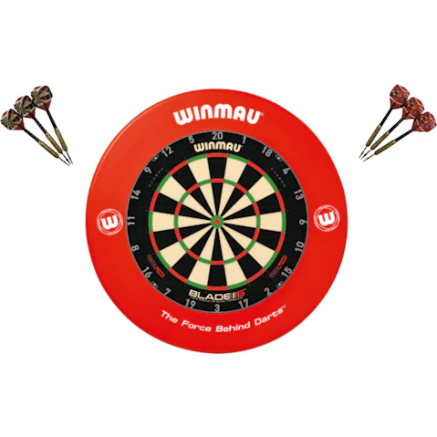 Winmau 6 Triple Core Blade + Red Printed Dart Board Surround + Darts
