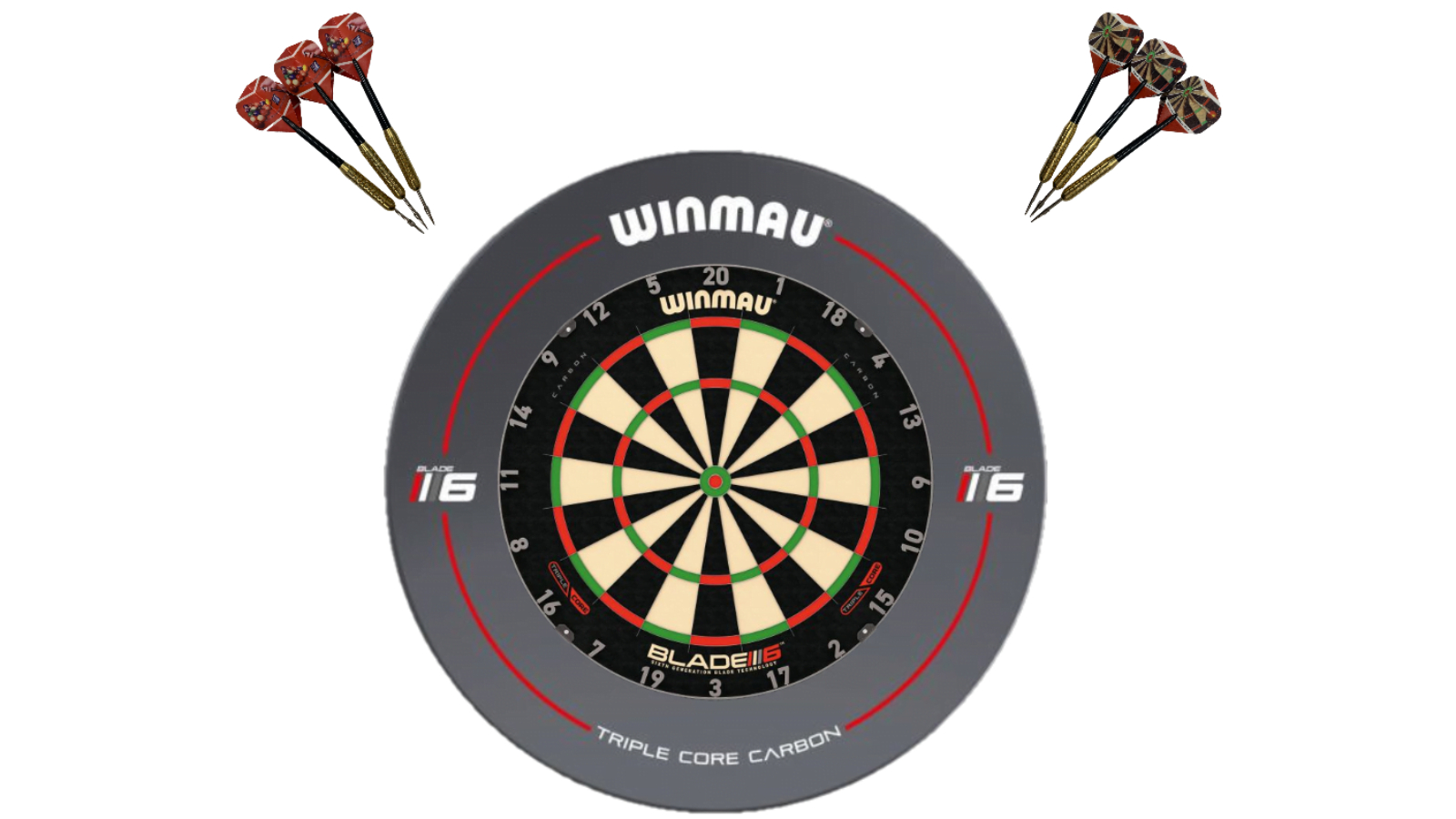 Winmau 6 Triple Core Blade + 6 Blade Dart Board Surround + Darts