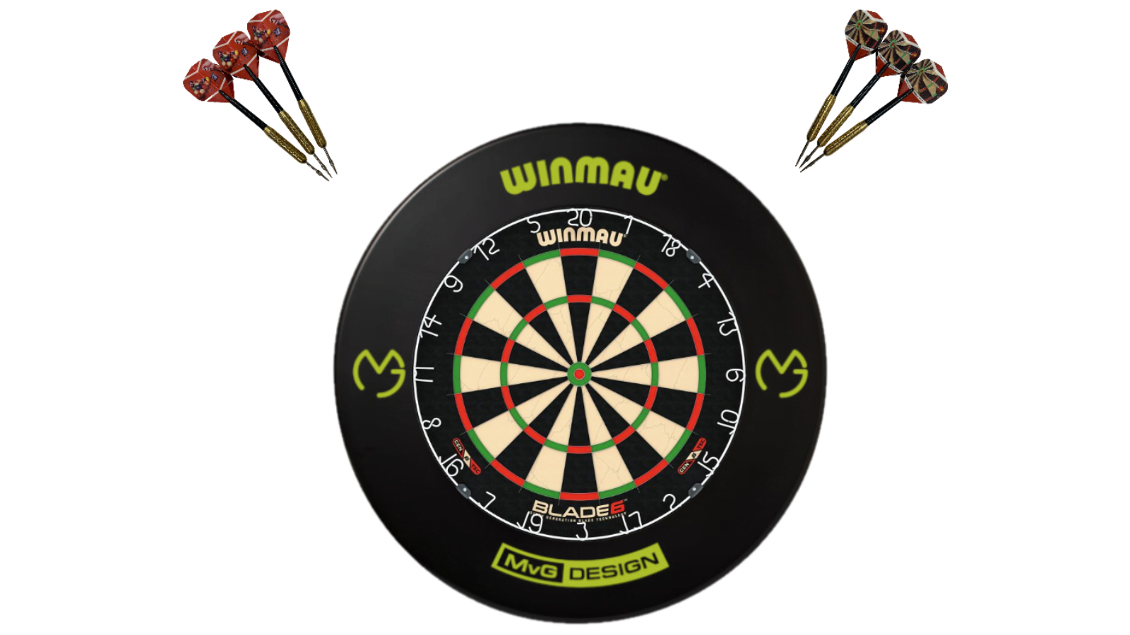 Winmau Professional Blade 6 Dart Board with Darts Set and MVG Dartboard Surround