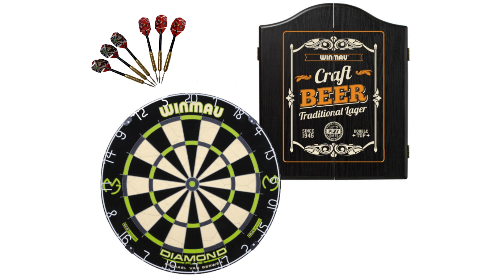 Winmau MVG Diamond Plus Dart Board with Craft Beer Cabinet