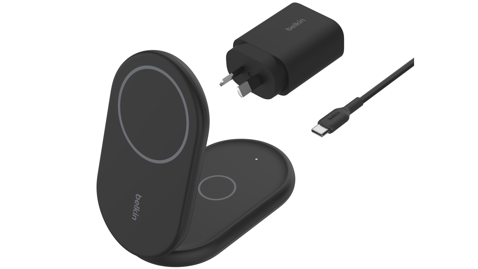 Belkin BoostCharge 2-in-1 Magnetic Foldable Charger with Qi2 - Black