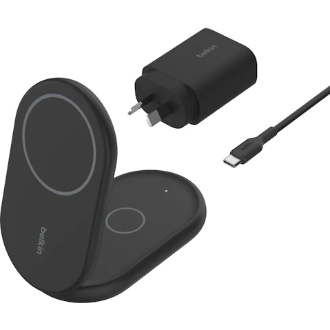 Belkin BoostCharge 2-in-1 Magnetic Foldable Charger with Qi2 - Black