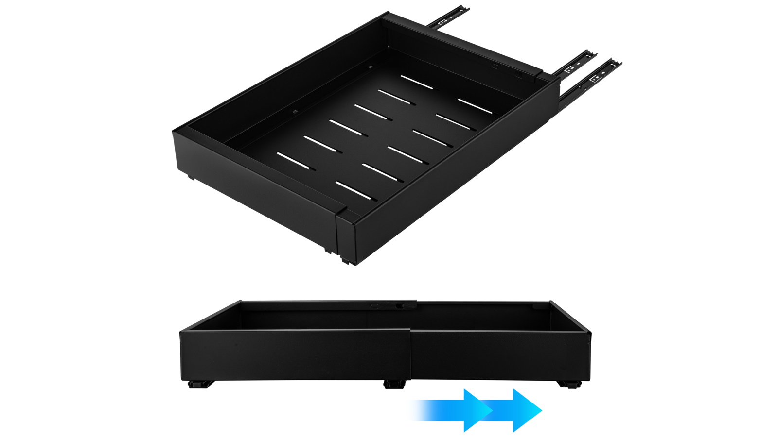 Expandable 31-52cm Slide out Drawer Cabinet Storage Rack - Black