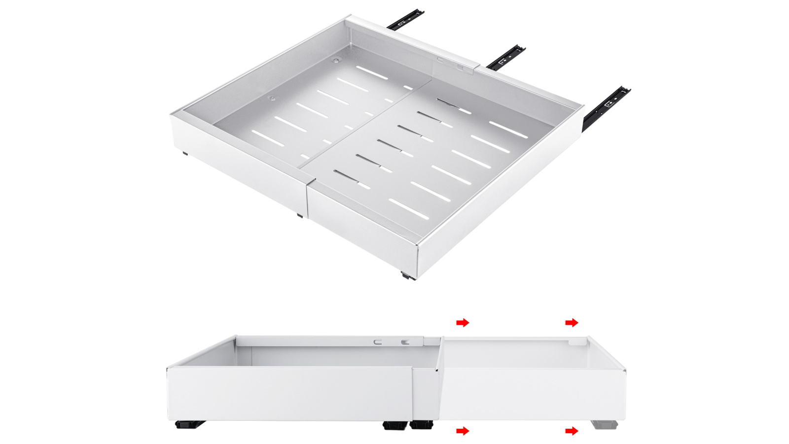 Expandable 31-52cm Slide out Drawer Storage Rack - White