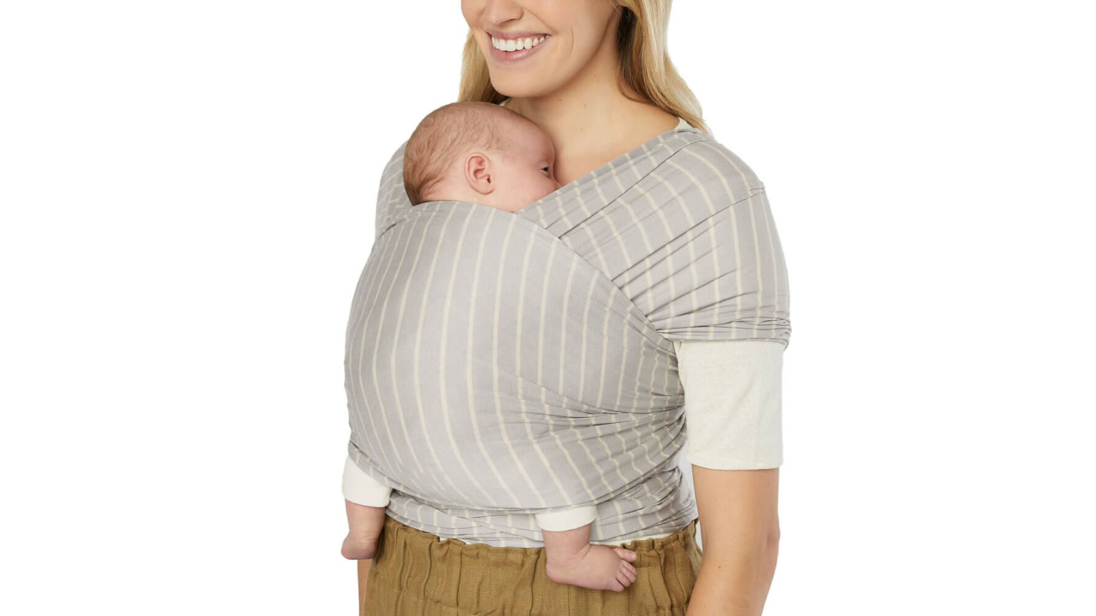 Ergobaby Aura Sustainably Sourced Knit Baby Wrap Grey Stripes