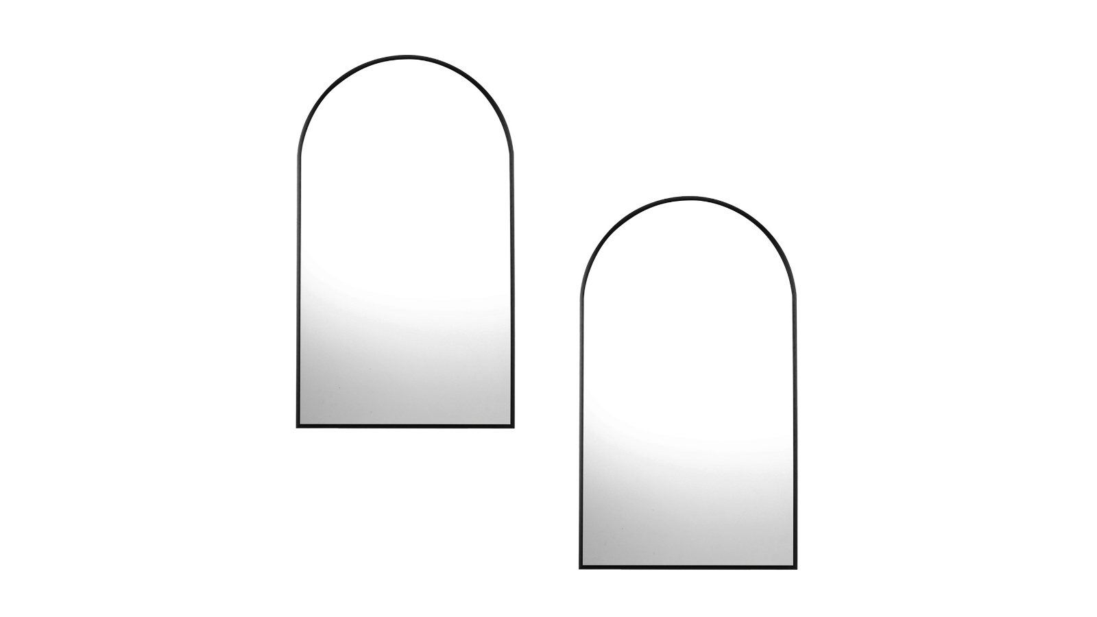 Oikiture Set of 2 Home Decor 86 x 50cm Arched Wall Mirror - Black