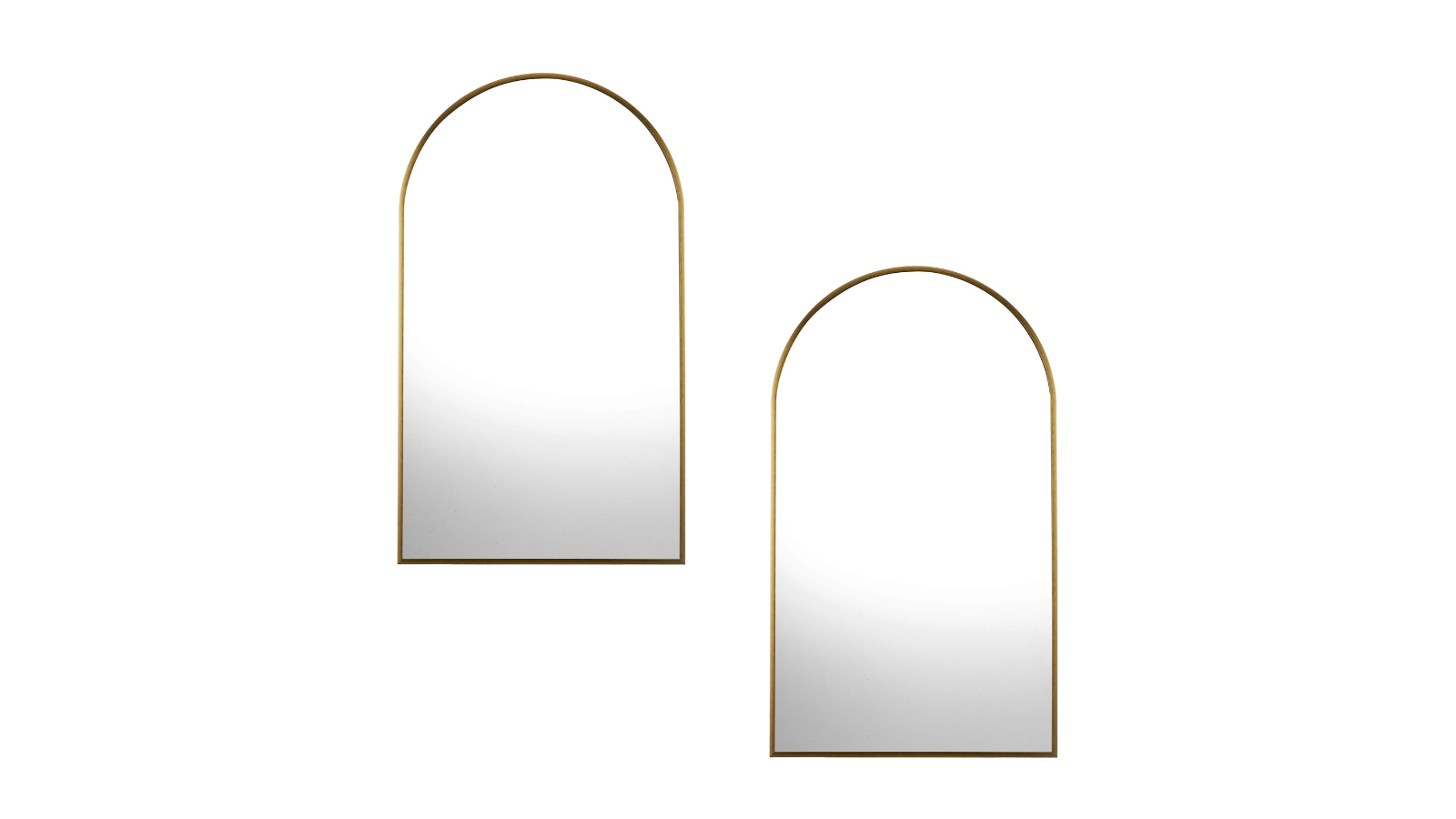 Oikiture Set of 2 Home Decor 86 x 50cm Arched Wall Mirror - Gold
