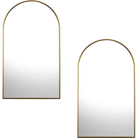 Oikiture Set of 2 Home Decor 86 x 50cm Arched Wall Mirror - Gold