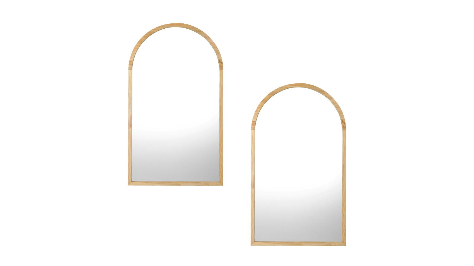 Oikiture Set of 2 Home Decor 86 x 50cm Arched Wall Mirror - Wooden