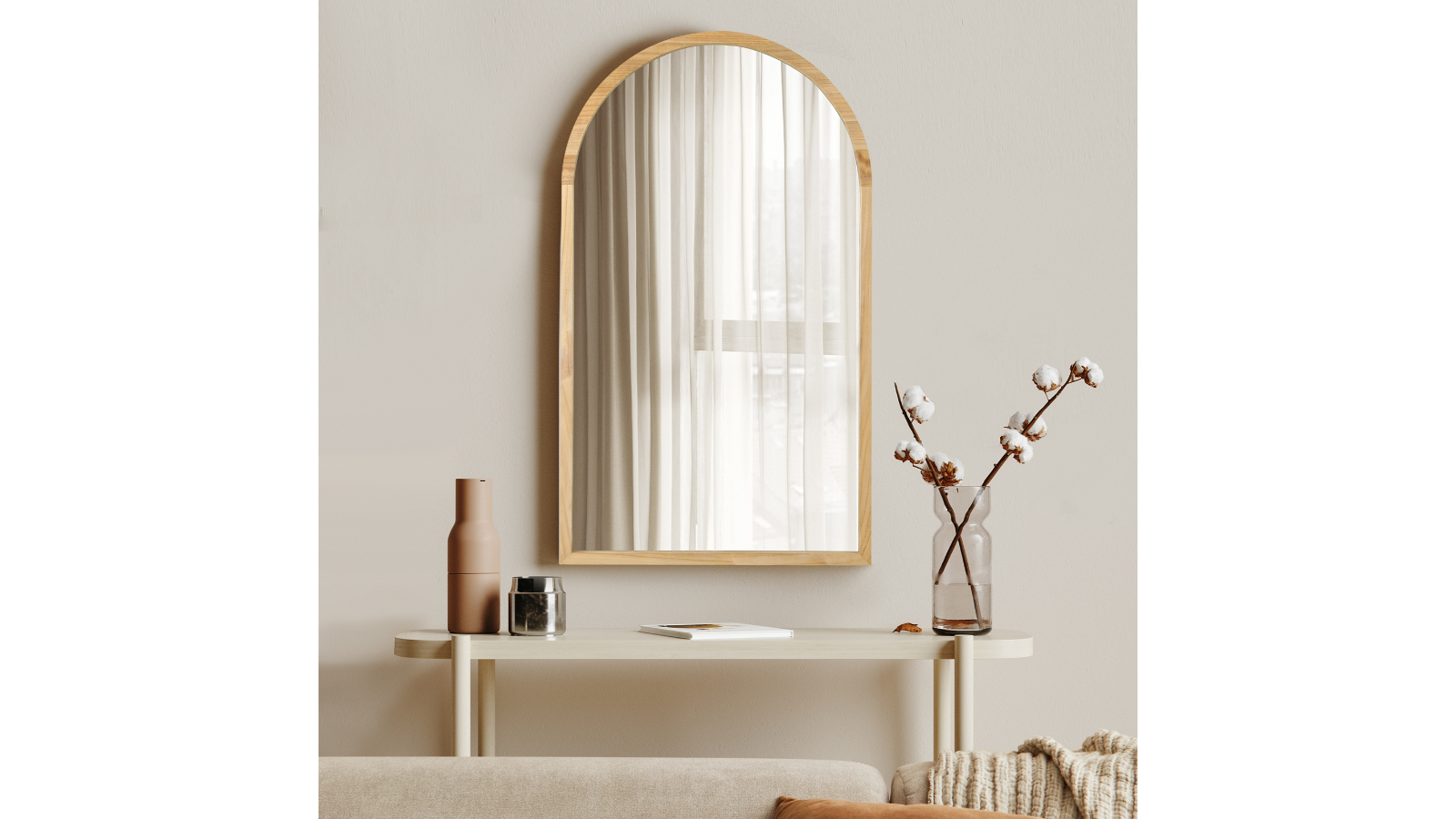 Oikiture Wood Arched Wall Mirror - 86cm | Harvey Norman