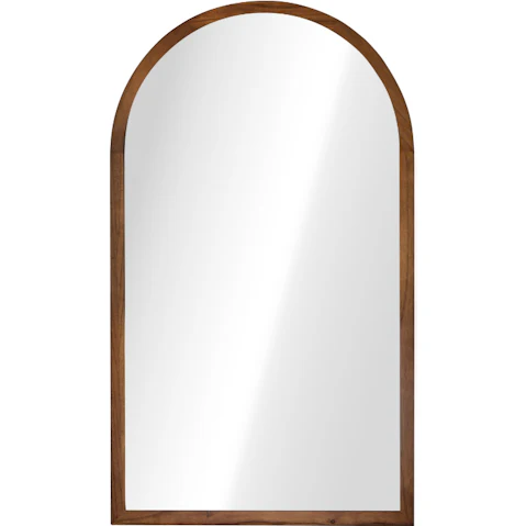 Oikiture Brown Wood Arched Wall Mirror - 86 x 50cm