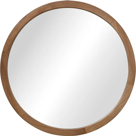 Oikiture Home Decor 50cm Round Makeup Vanity Wall Mirror - Walnut