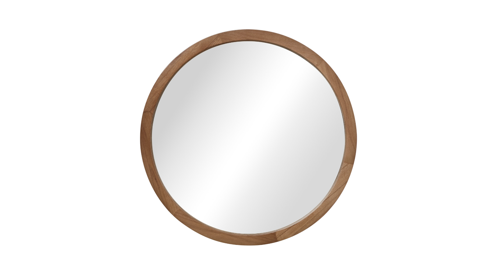 Oikiture Home Decor Bathroom 60cm Round Makeup Wall Mirror - Walnut
