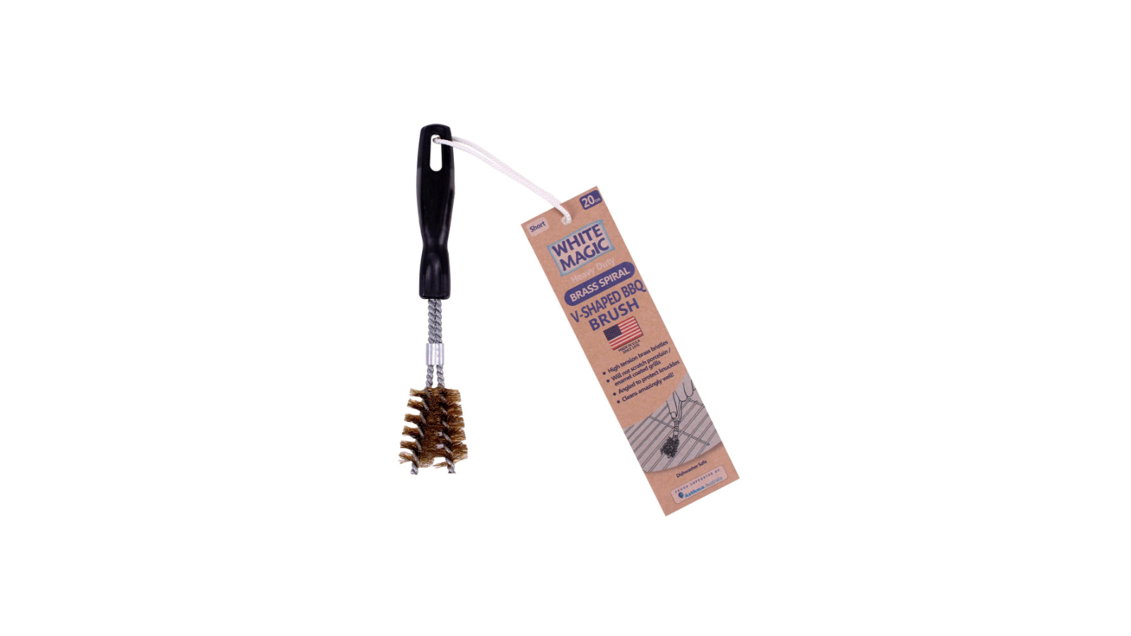 American Brushware Short V-Shaped Brass Spiral Barbecue Brush