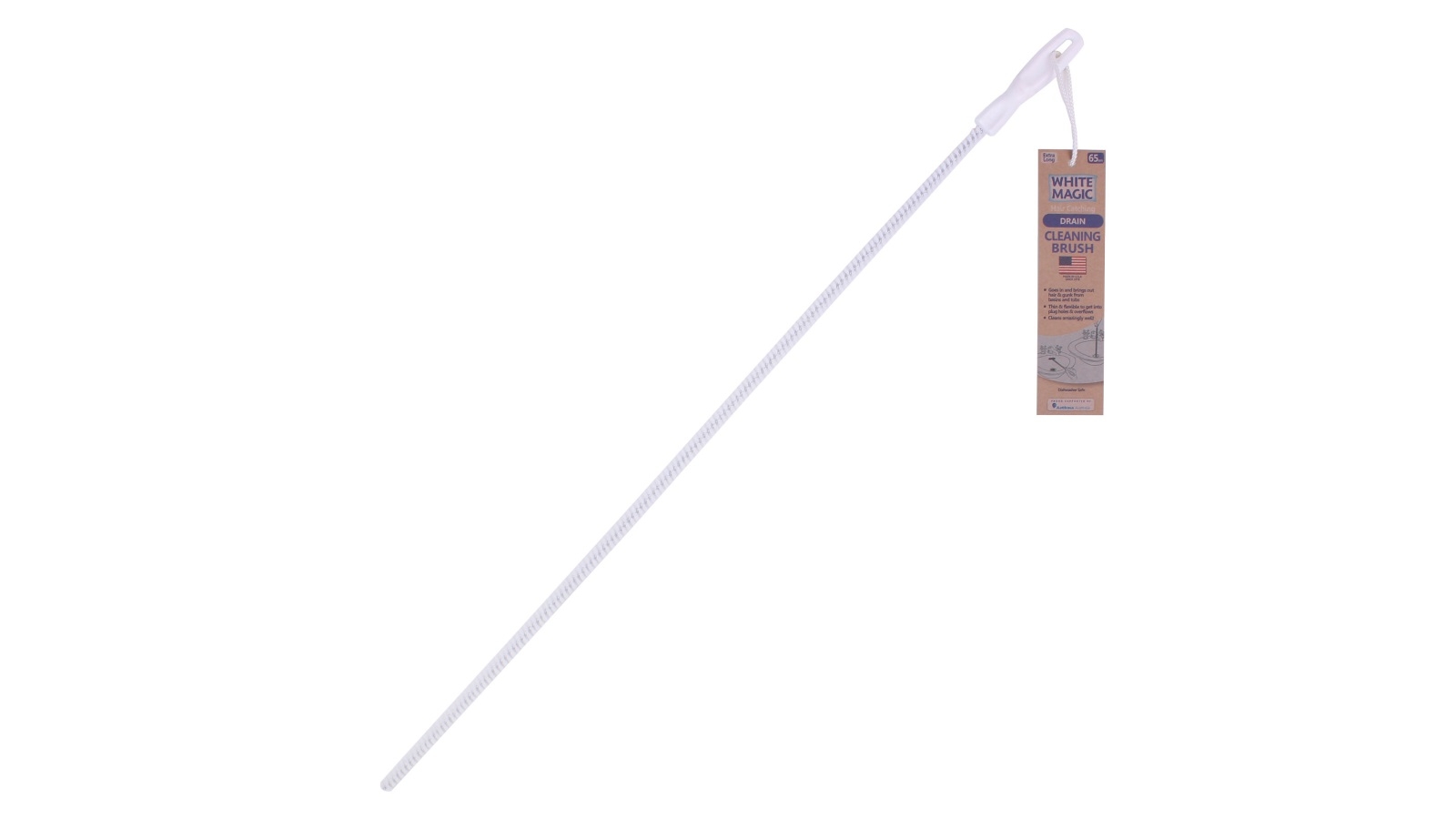 White Magic Extra Long Hair Catching Drain Cleaning Brush
