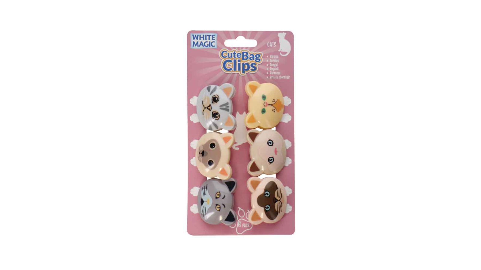 White Magic Cute Bag Clips - Cats