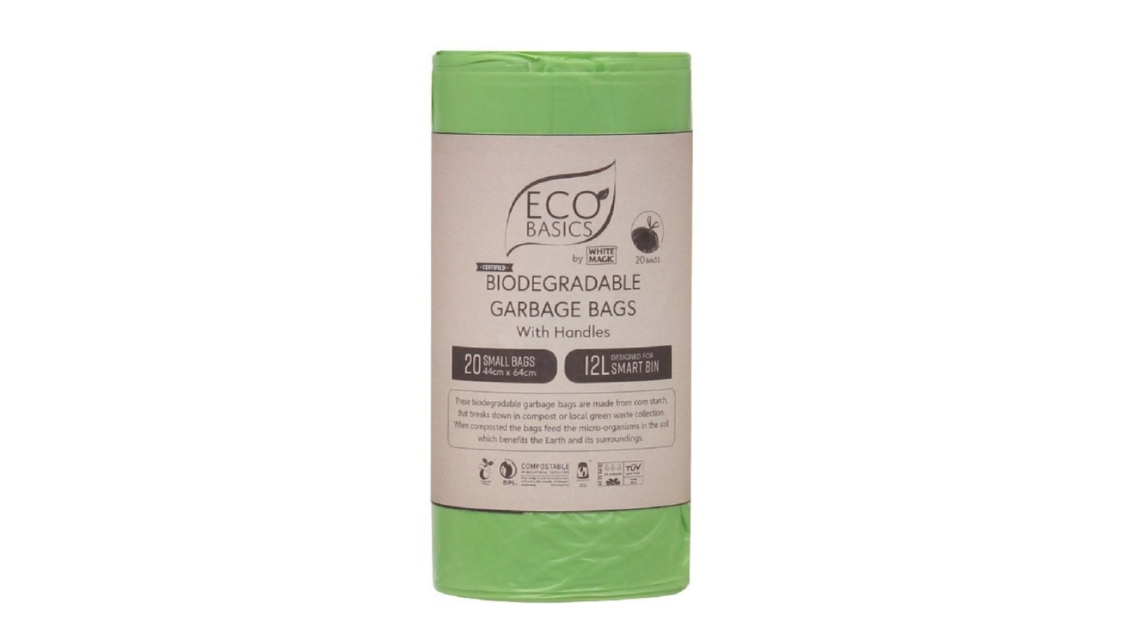 White Magic Pack of 20 Biodegradable Corn Starch Garbage Bags - Small