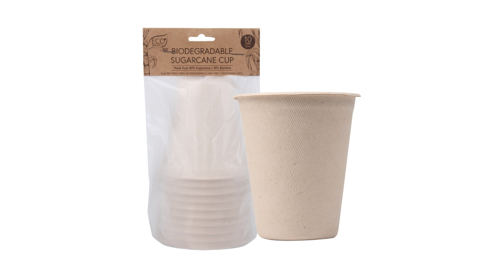 Eco Basics 10 Piece Biodegradable Sugarcane Cup