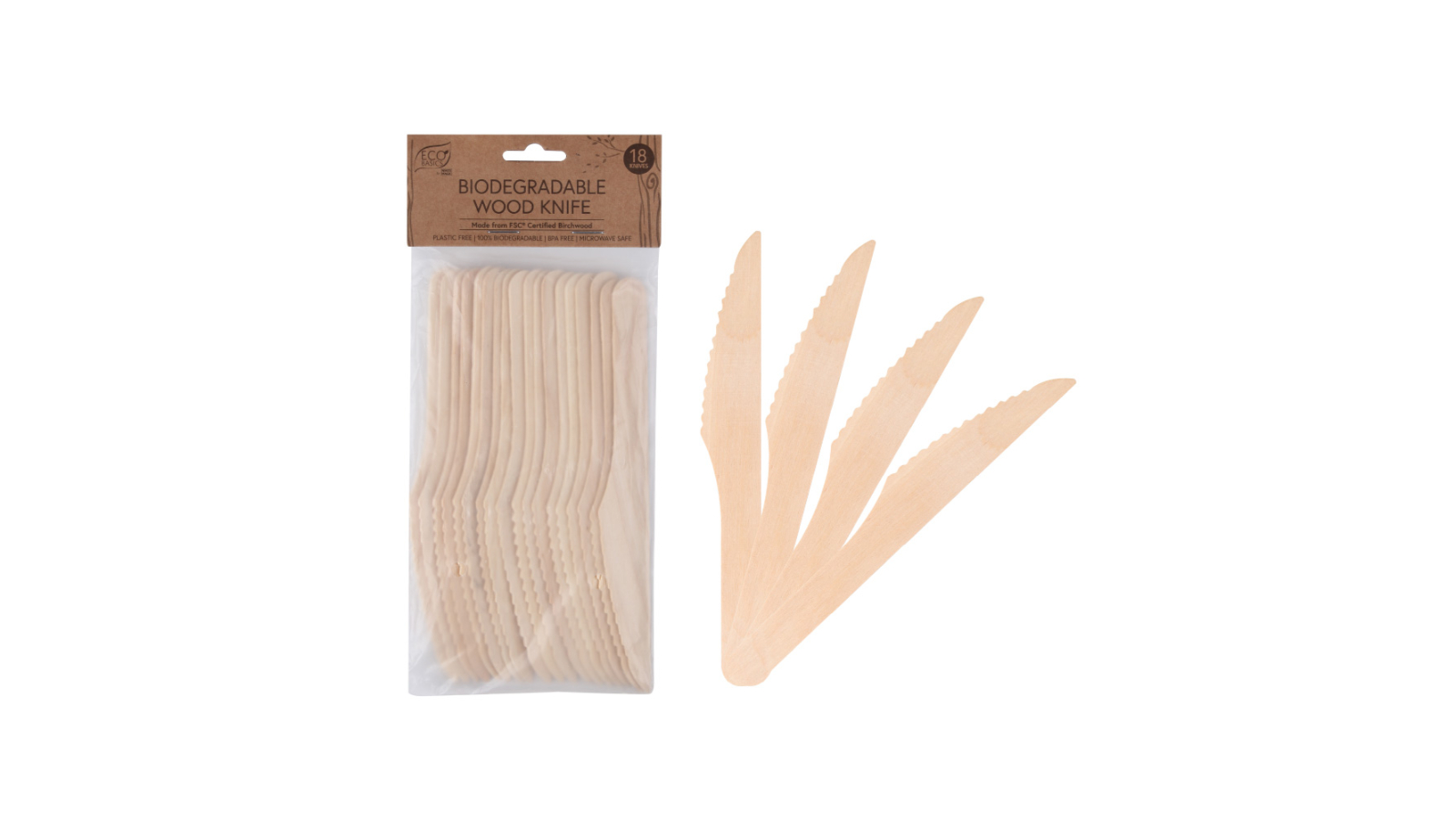Eco Basics 18 Piece Biodegradable Wood Knife