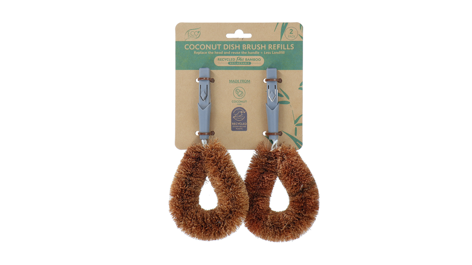 Eco Basics 2 Pack Coconut Dish Brush Refills