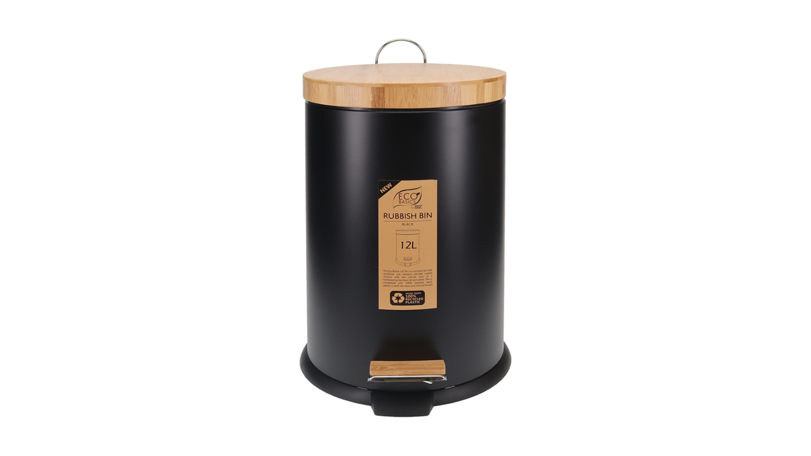 Eco Basics 12 Litre Rubbish Bin - Black