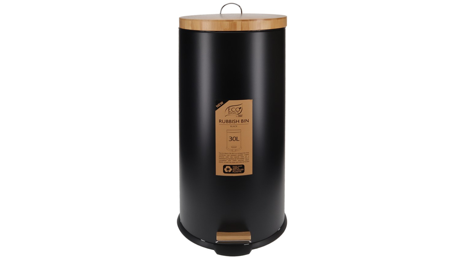 Eco Basics 30 Litre Rubbish Bin - Black