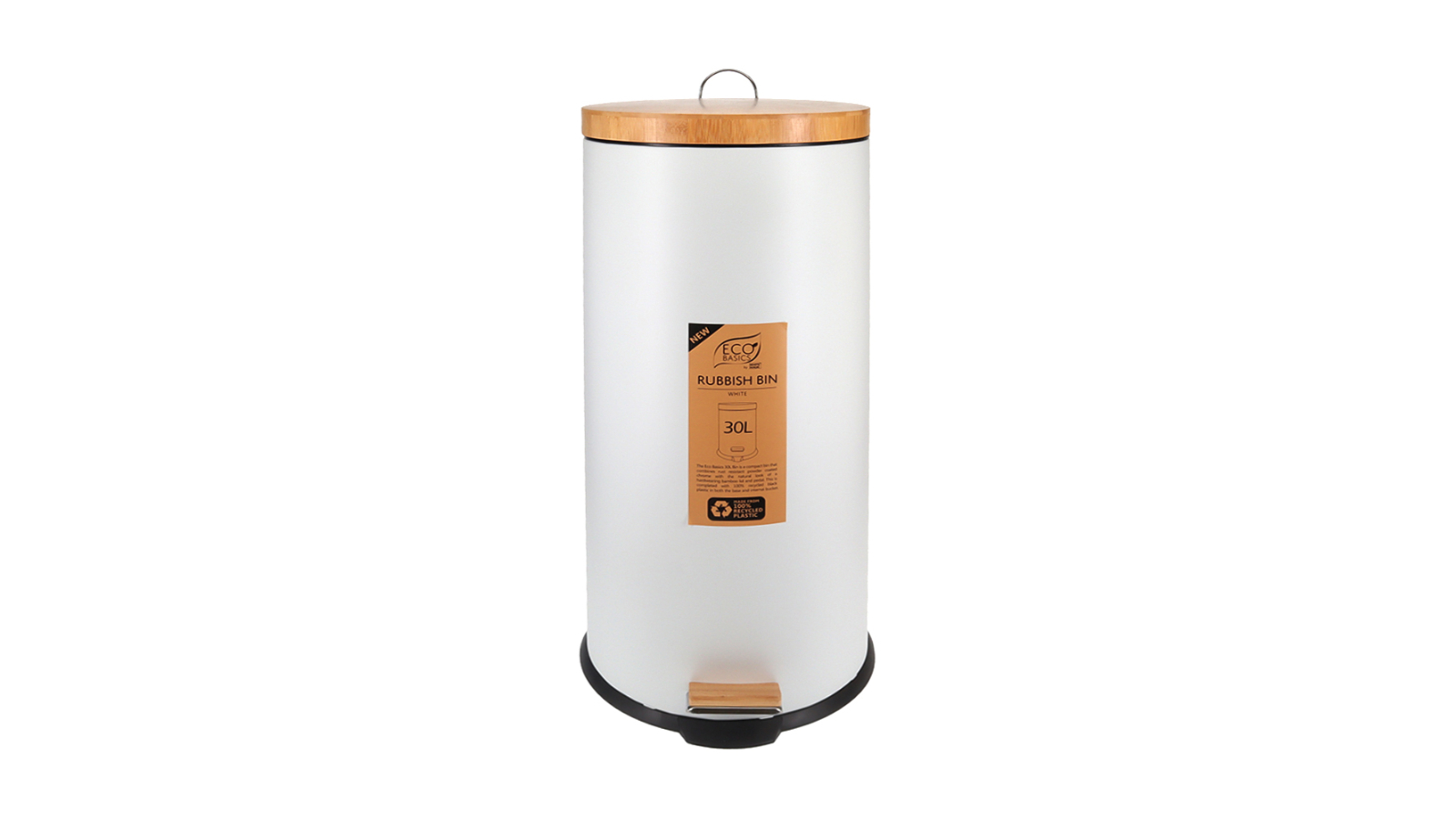 Eco Basics 30 Litre Rubbish Bin - White