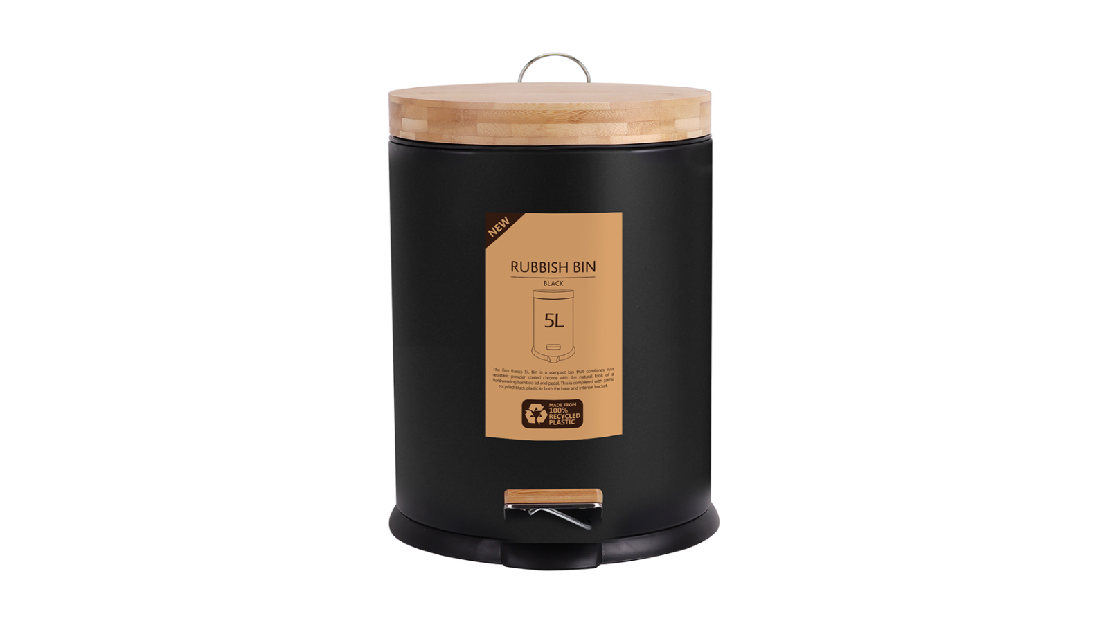 Eco Basics 5 Litre Rubbish Bin - Black
