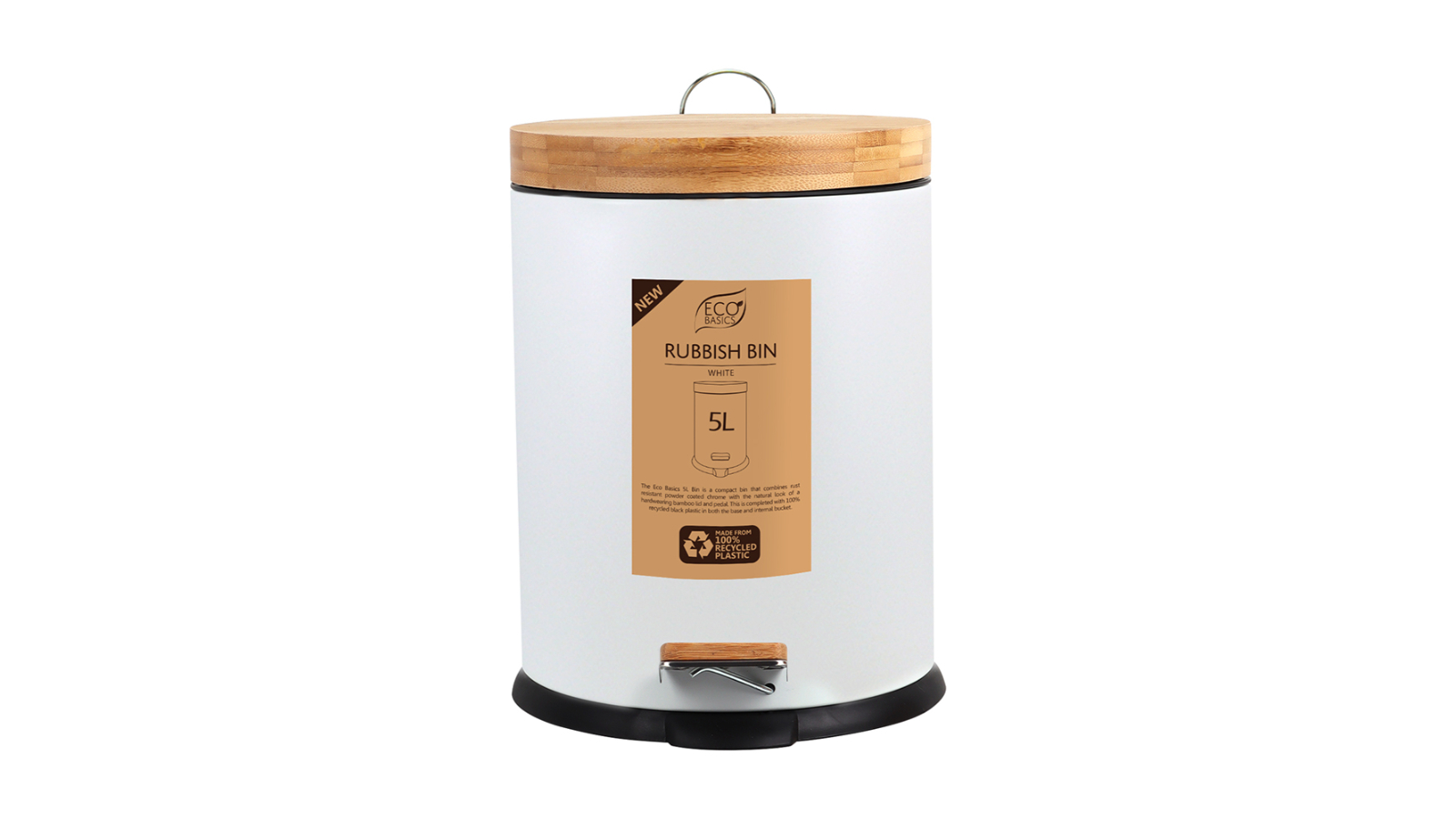 Eco Basics 5 Litre Rubbish Bin - White