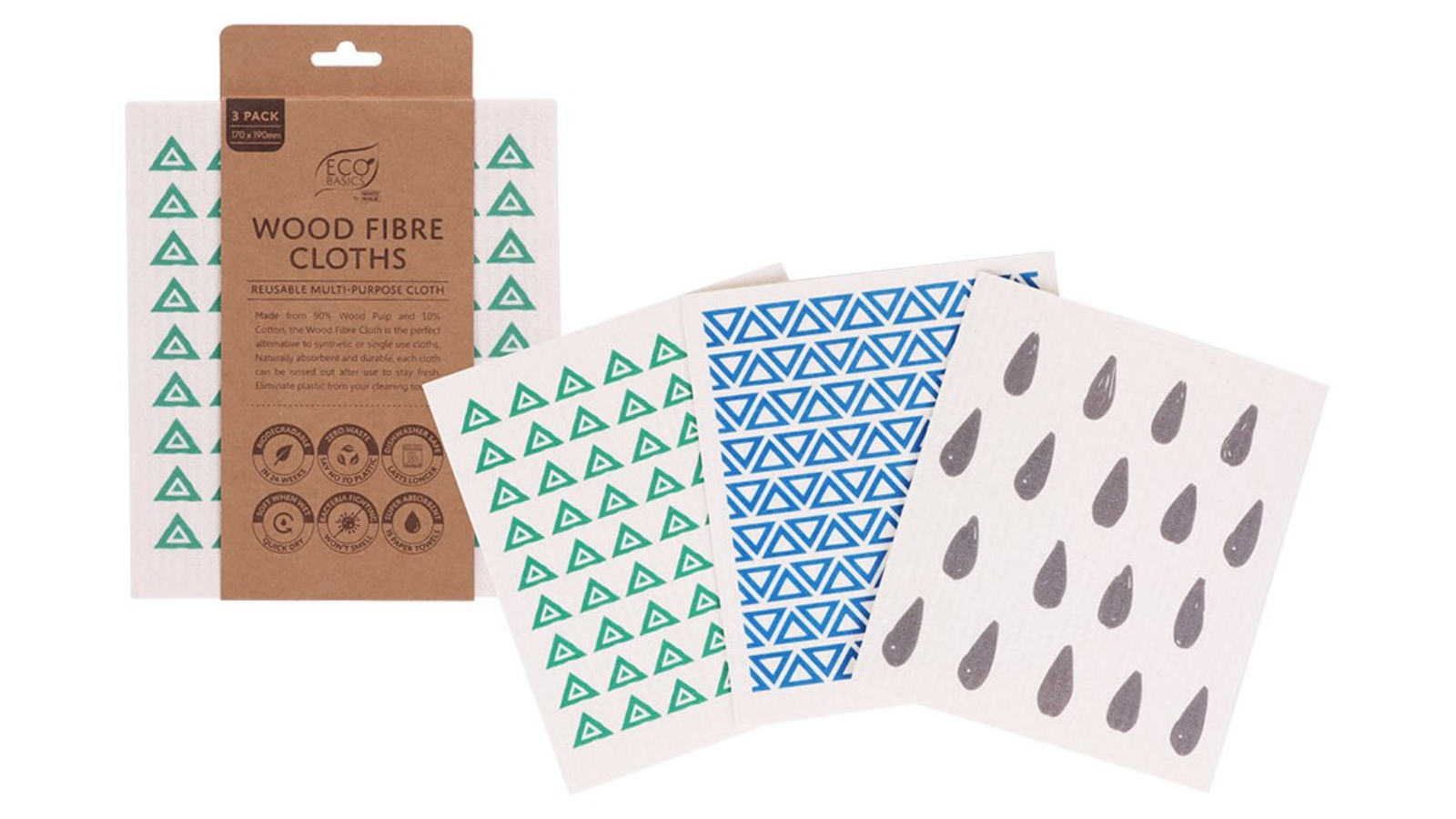 Eco Basics 3 Pack Wood Fibre Cloth