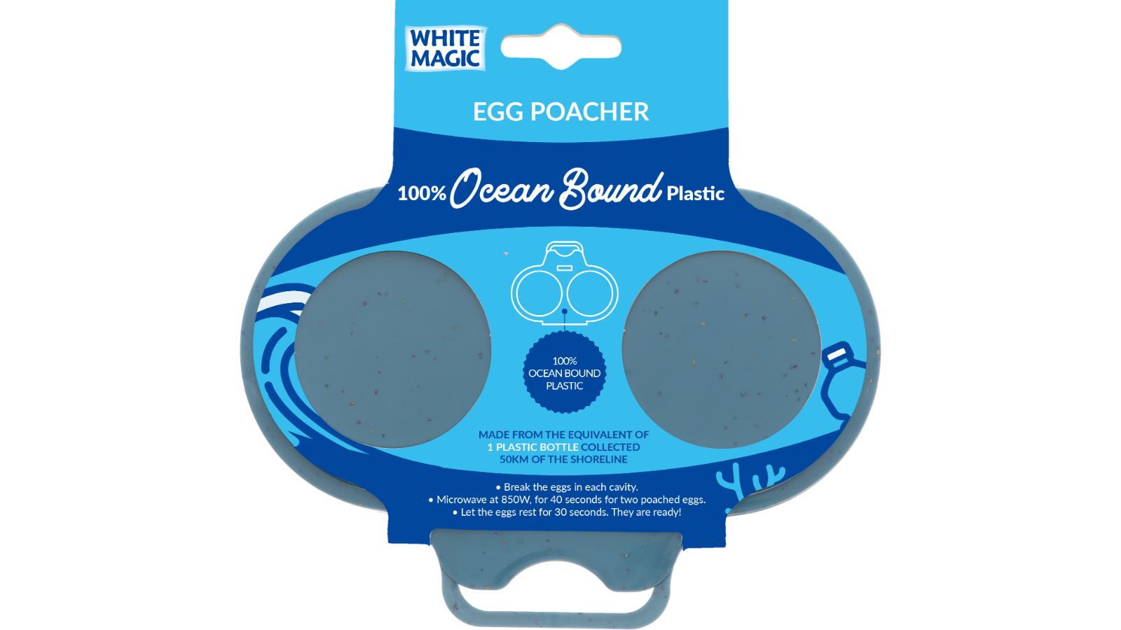 White Magic Ocean Bound Microwave Egg Poacher