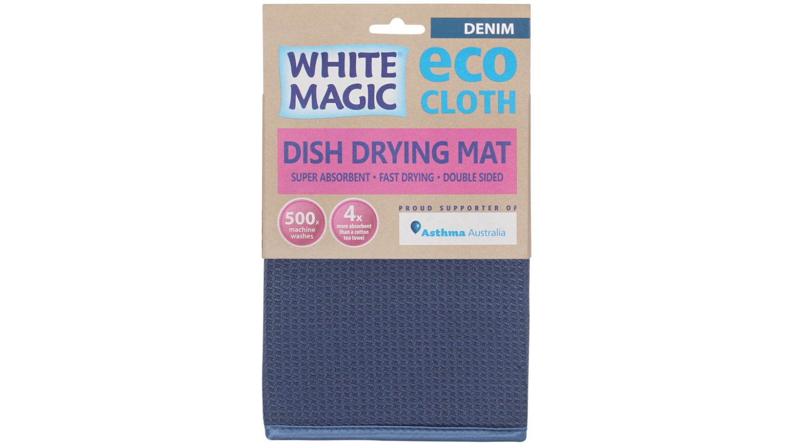 White Magic Dish Drying Mat - Denim