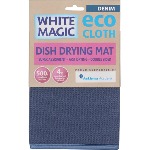 White Magic Dish Drying Mat - Denim