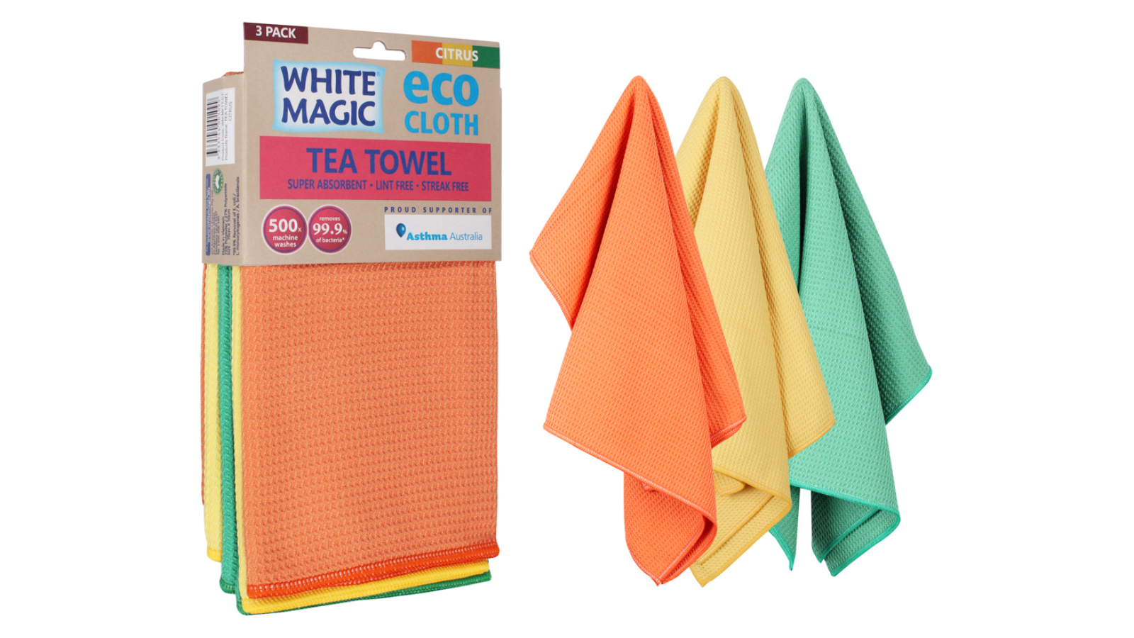 White Magic Eco Cloth 3 Pack Tea Towel - Citrus