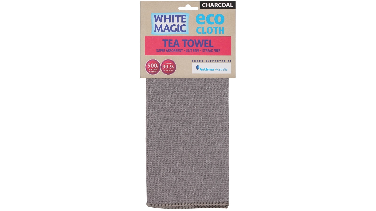 White Magic Single Eco Cloth Tea Towel - Charcoal