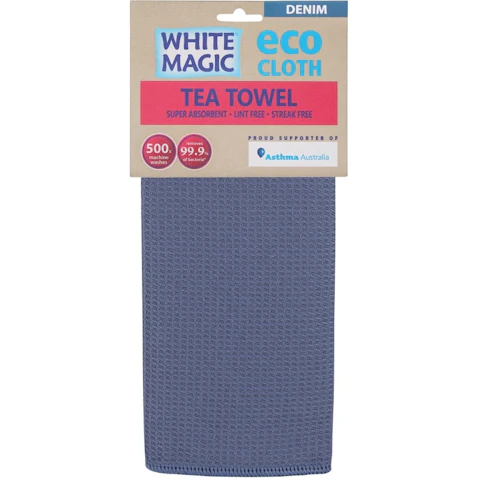 White Magic Single Eco Cloth Tea Towel - Denim