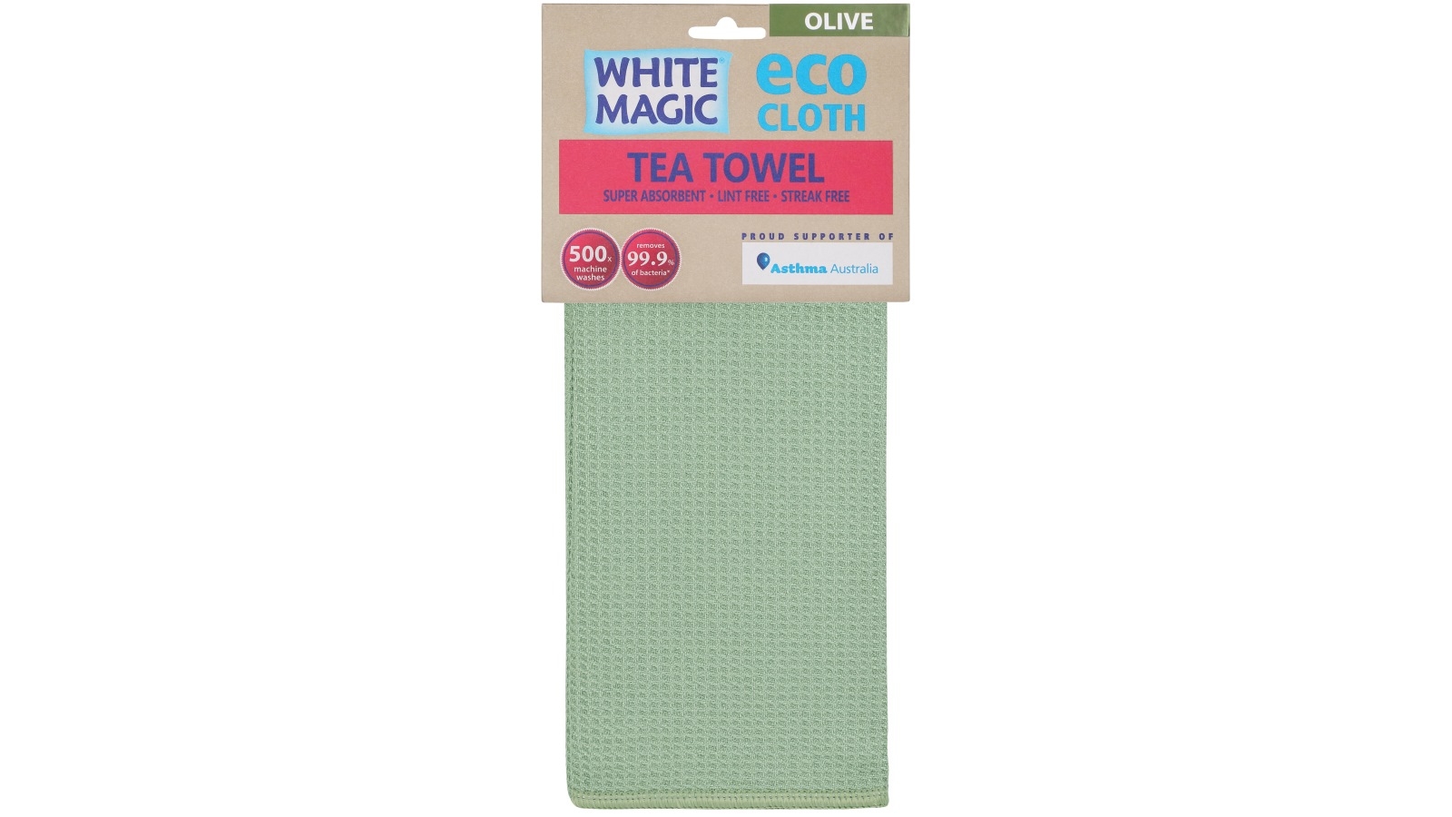 White Magic Single Eco Cloth Tea Towel - Olive