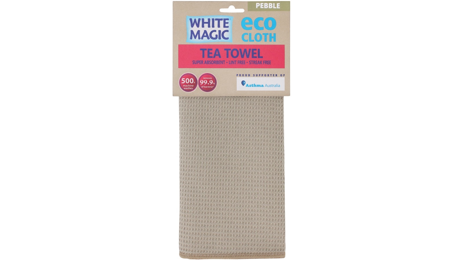 White Magic Single Tea Towel - Pebble