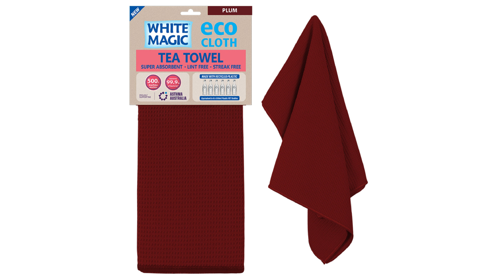 Eco Cloth Single Tea Towel - Plum