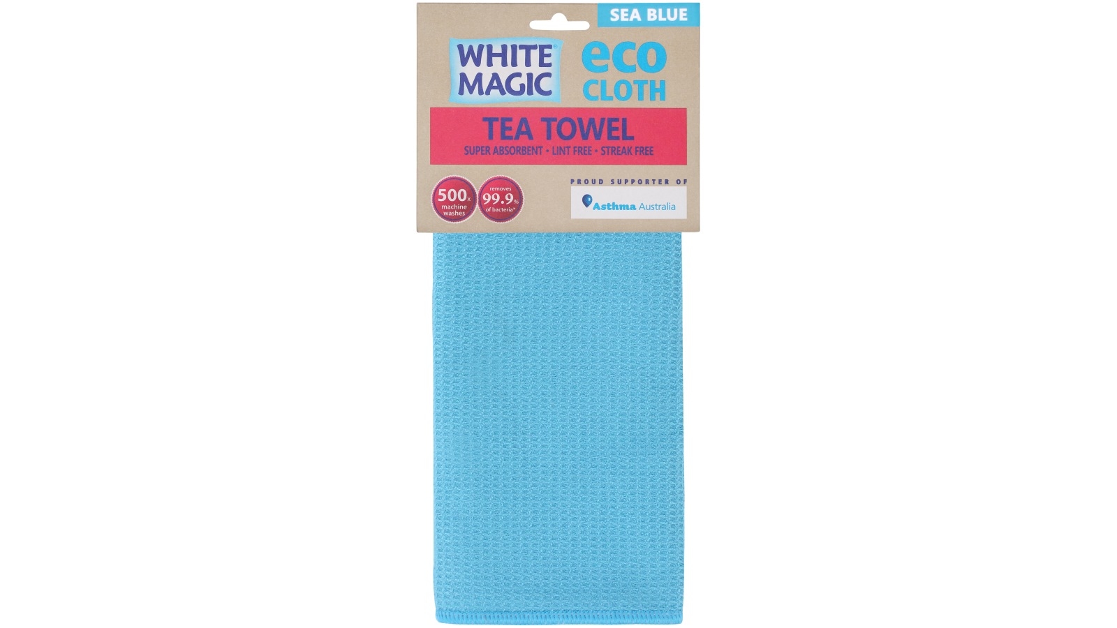 White Magic Single Tea Towel - Sea Blue