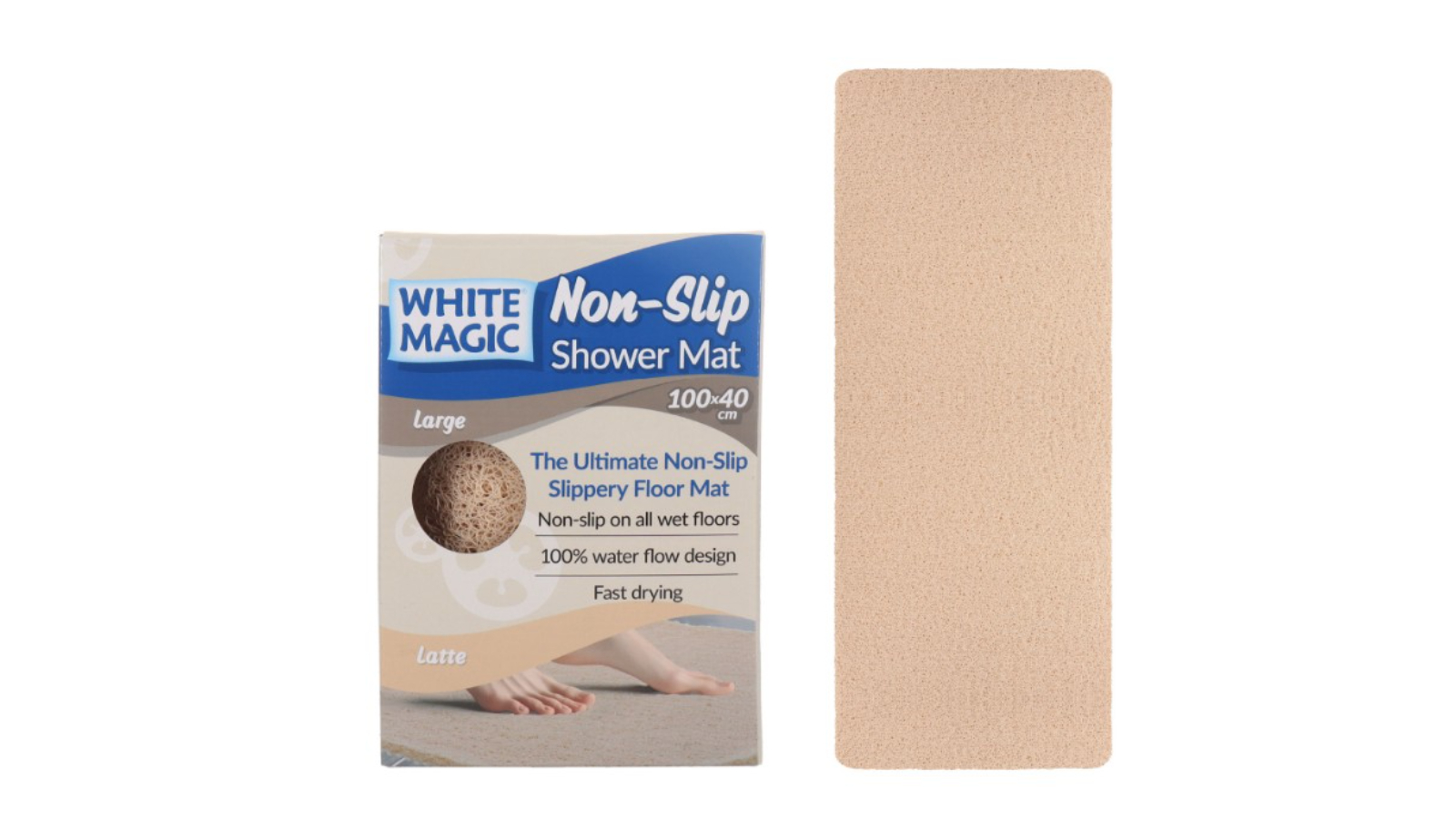 White Magic Large Non-Slip Shower Mat - Latte