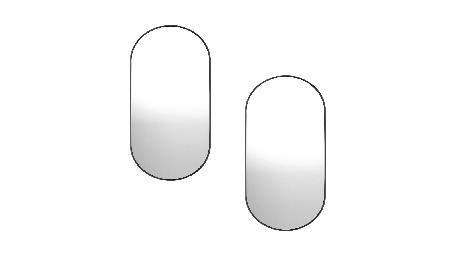 Oikiture Set of 2 Home Decor 84 x 50cm Oval Wall Mirror - Black