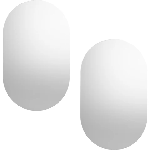 Oikiture Set of 2 Frameless Oval Wall Mirror - 84 x 50cm