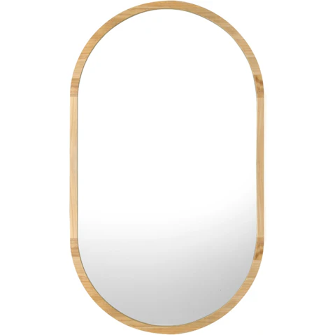 Oikiture 84 x 50cm Home Decor Oval Makeup Wall Mirror - Wooden