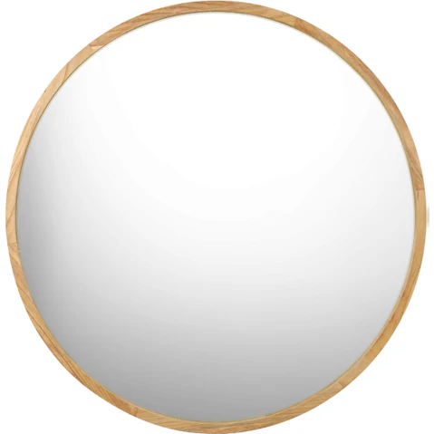 Oikiture Wood Round Wall Mirror