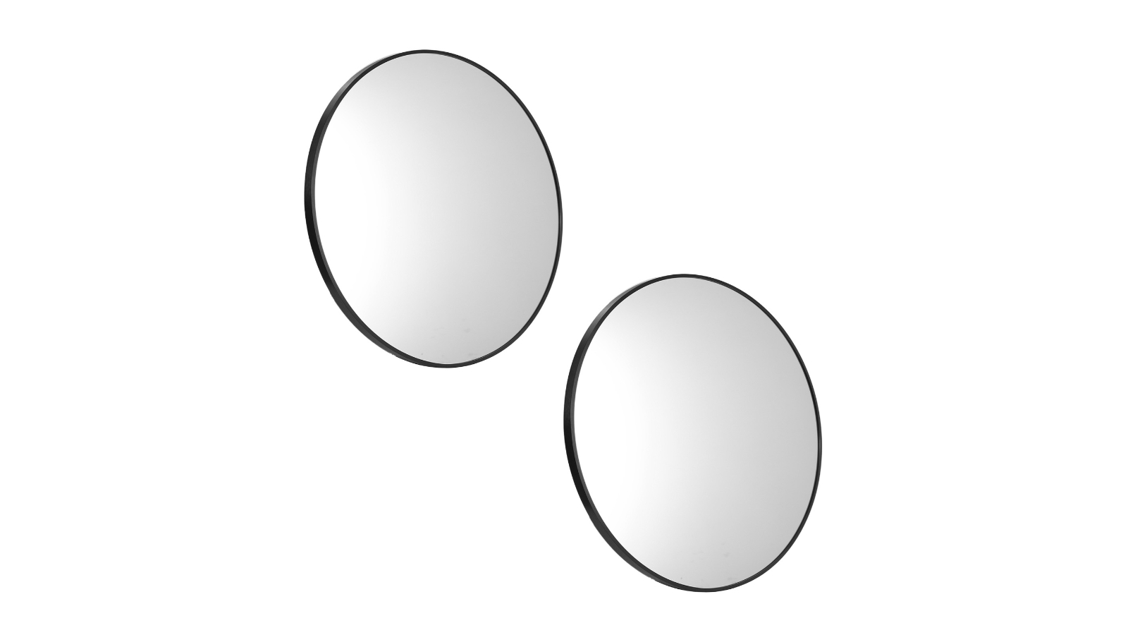 Oikiture Set of 2 Black Home Decor Round Wall Mirror