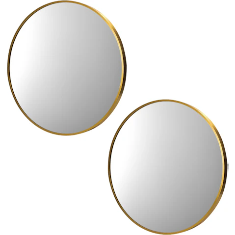 Oikiture Set of 2 Gold Home Decor Round Wall Mirror